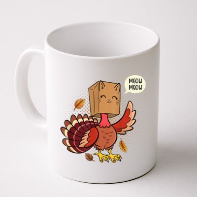 Meow Cat Funny Turkey Thanksgiving Holiday Coffee Mug