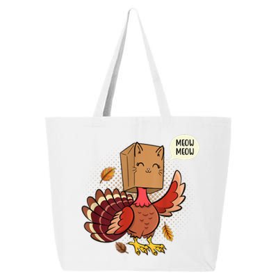 Meow Cat Funny Turkey Thanksgiving Holiday 25L Jumbo Tote