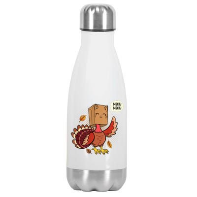 Meow Cat Funny Turkey Thanksgiving Holiday Stainless Steel Insulated Water Bottle