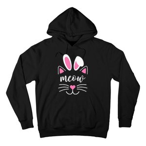 Meow Cat Face Easter Day Bunny Ears Shirt Funny Cat Lover Hoodie