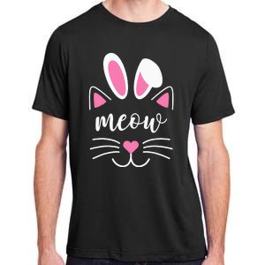 Meow Cat Face Easter Day Bunny Ears Shirt Funny Cat Lover Adult ChromaSoft Performance T-Shirt