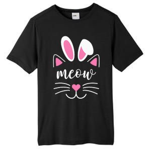 Meow Cat Face Easter Day Bunny Ears Shirt Funny Cat Lover Tall Fusion ChromaSoft Performance T-Shirt