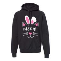 Meow Cat Face Easter Day Bunny Ears Shirt Funny Cat Lover Premium Hoodie