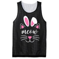 Meow Cat Face Easter Day Bunny Ears Shirt Funny Cat Lover Mesh Reversible Basketball Jersey Tank