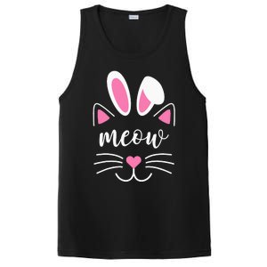 Meow Cat Face Easter Day Bunny Ears Shirt Funny Cat Lover PosiCharge Competitor Tank