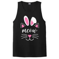 Meow Cat Face Easter Day Bunny Ears Shirt Funny Cat Lover PosiCharge Competitor Tank