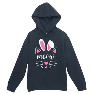 Meow Cat Face Easter Day Bunny Ears Shirt Funny Cat Lover Urban Pullover Hoodie