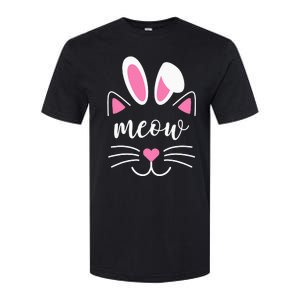 Meow Cat Face Easter Day Bunny Ears Shirt Funny Cat Lover Softstyle CVC T-Shirt