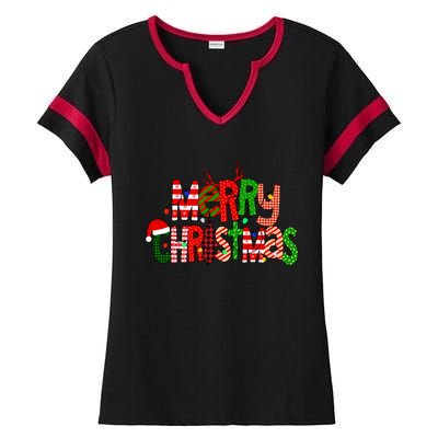 Merry Christmas Family Matching Ladies Halftime Notch Neck Tee