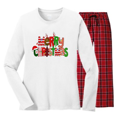 Merry Christmas Family Matching Women's Long Sleeve Flannel Pajama Set 