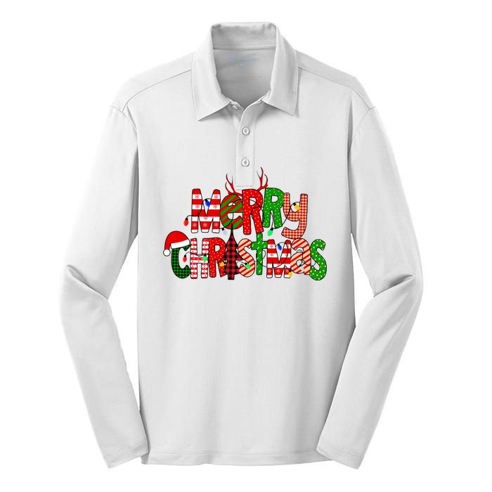 Merry Christmas Family Matching Silk Touch Performance Long Sleeve Polo