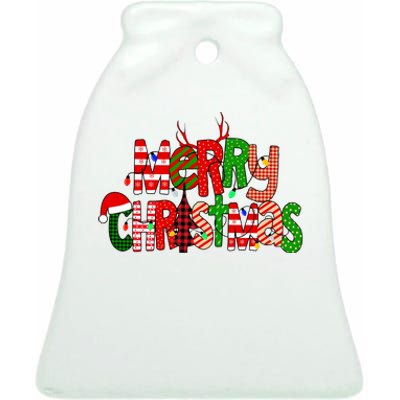 Merry Christmas Family Matching Ceramic Bell Ornament