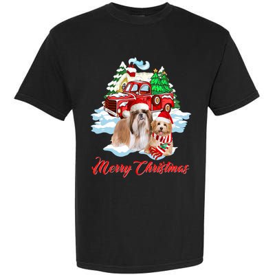 Merry Christmas Funny Santa Shih Tzu Dog Lover Christmas Cute Gift Garment-Dyed Heavyweight T-Shirt