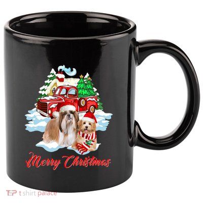 Merry Christmas Funny Santa Shih Tzu Dog Lover Christmas Cute Gift 11oz C Handle Ceramic Mug