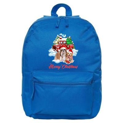 Merry Christmas Funny Santa Shih Tzu Dog Lover Christmas Cute Gift 16 in Basic Backpack