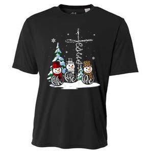 Merry Christmas Faith Hope Love Christmas Snowmen Gift Cooling Performance Crew T-Shirt