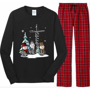 Merry Christmas Faith Hope Love Christmas Snowmen Gift Long Sleeve Pajama Set