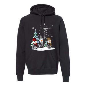 Merry Christmas Faith Hope Love Christmas Snowmen Gift Premium Hoodie