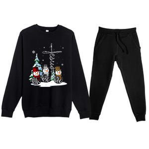 Merry Christmas Faith Hope Love Christmas Snowmen Gift Premium Crewneck Sweatsuit Set