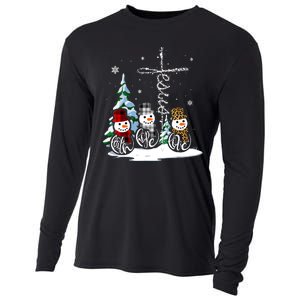 Merry Christmas Faith Hope Love Christmas Snowmen Gift Cooling Performance Long Sleeve Crew