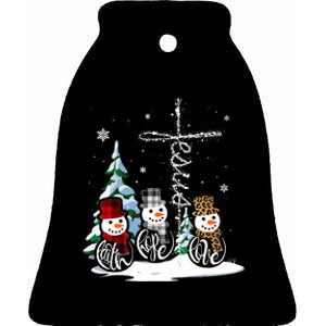 Merry Christmas Faith Hope Love Christmas Snowmen Gift Ceramic Bell Ornament