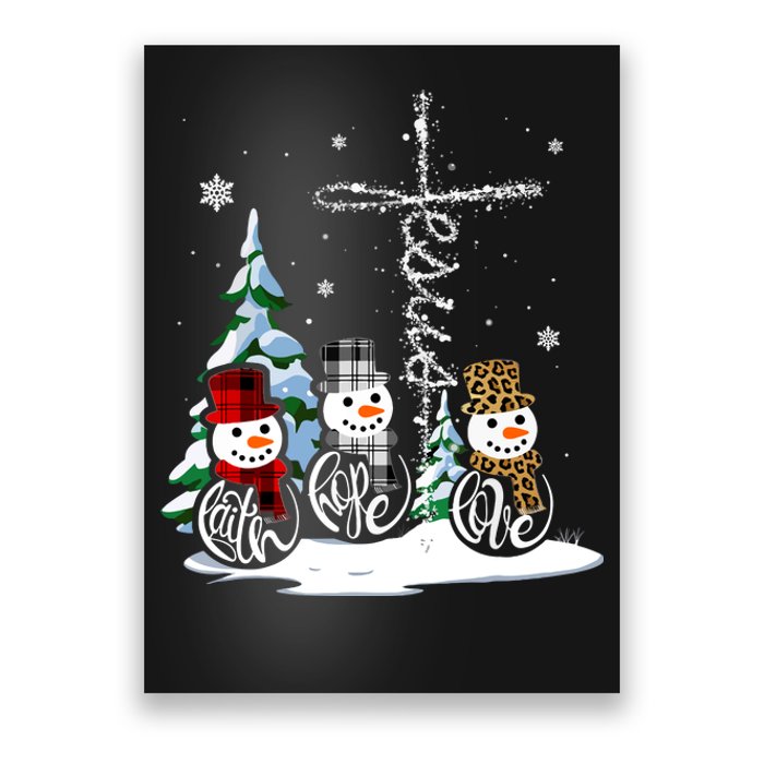 Merry Christmas Faith Hope Love Christmas Snowmen Gift Poster