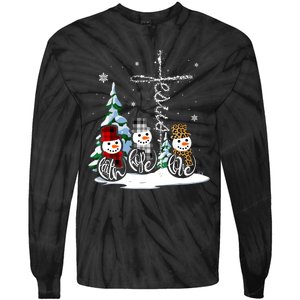 Merry Christmas Faith Hope Love Christmas Snowmen Gift Tie-Dye Long Sleeve Shirt