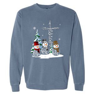 Merry Christmas Faith Hope Love Christmas Snowmen Gift Garment-Dyed Sweatshirt