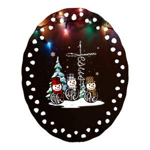 Merry Christmas Faith Hope Love Christmas Snowmen Gift Ceramic Oval Ornament