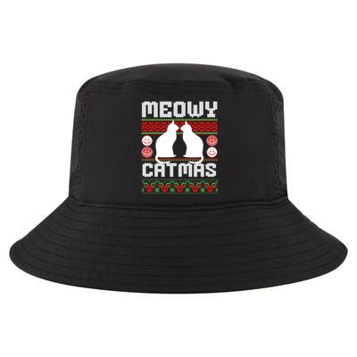 Meowy Catmas Funny Cat Christmas Ugly Cool Comfort Performance Bucket Hat