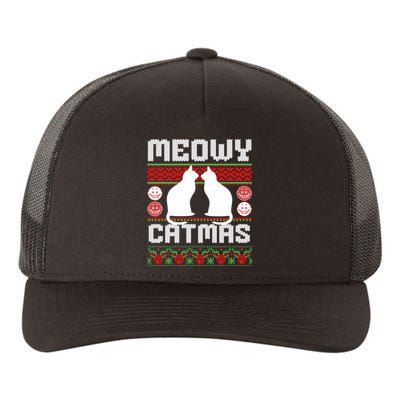 Meowy Catmas Funny Cat Christmas Ugly Yupoong Adult 5-Panel Trucker Hat