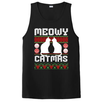 Meowy Catmas Funny Cat Christmas Ugly PosiCharge Competitor Tank