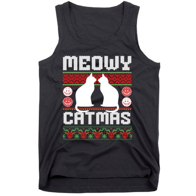 Meowy Catmas Funny Cat Christmas Ugly Tank Top