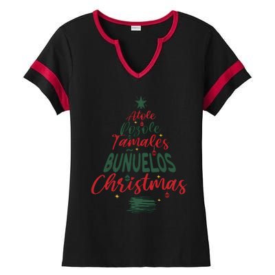 Mexican Christmas Feliz Navidad Tree Christmas Ladies Halftime Notch Neck Tee