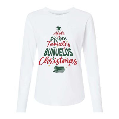 Mexican Christmas Feliz Navidad Tree Christmas Womens Cotton Relaxed Long Sleeve T-Shirt