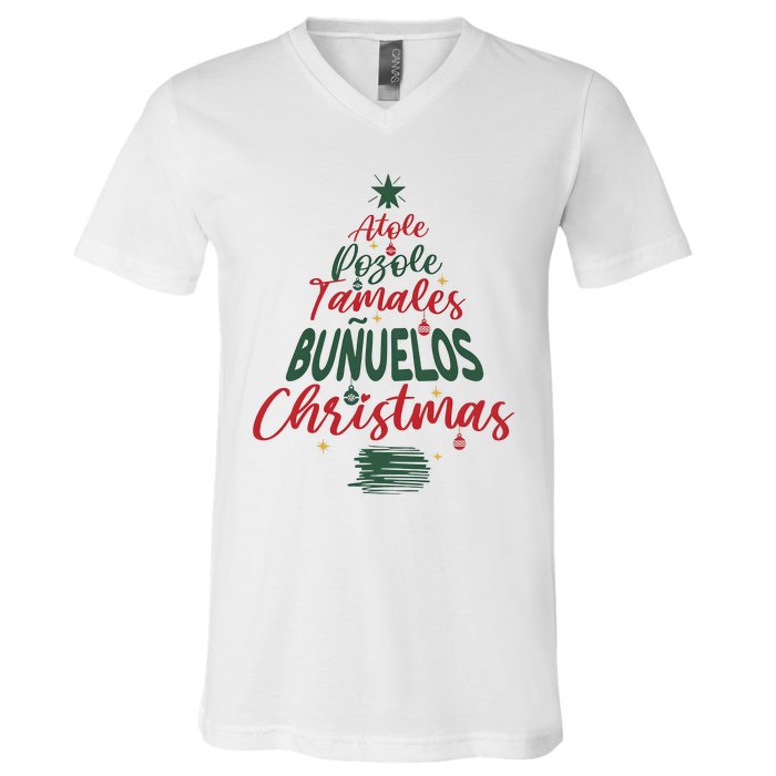 Mexican Christmas Feliz Navidad Tree Christmas V-Neck T-Shirt