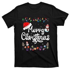 Merry Christmas Family Matching Xmas Santa Hat Xmas Lights T-Shirt