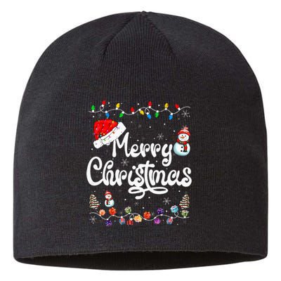 Merry Christmas Family Matching Xmas Santa Hat Xmas Lights Sustainable Beanie