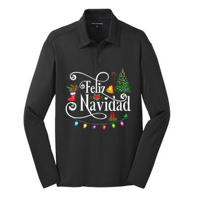 Mexican Christmas Feliz Navidad Spanish Christmas Silk Touch Performance Long Sleeve Polo