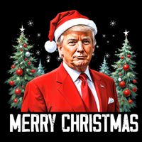Merry Christmas Funny Santa Trump 2024 Xmas Gift Drawstring Bag