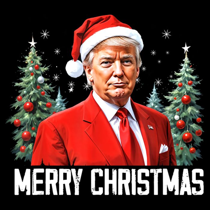 Merry Christmas Funny Santa Trump 2024 Xmas Gift Drawstring Bag