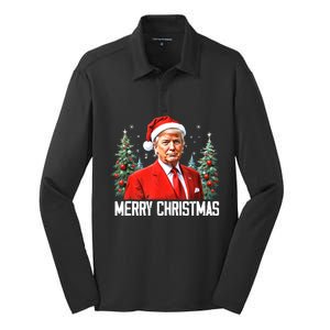 Merry Christmas Funny Santa Trump 2024 Xmas Gift Silk Touch Performance Long Sleeve Polo