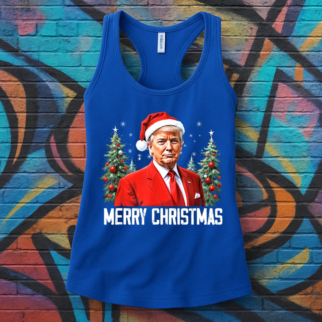 Merry Christmas Funny Santa Trump 2024 Xmas Gift Womens Tank Top