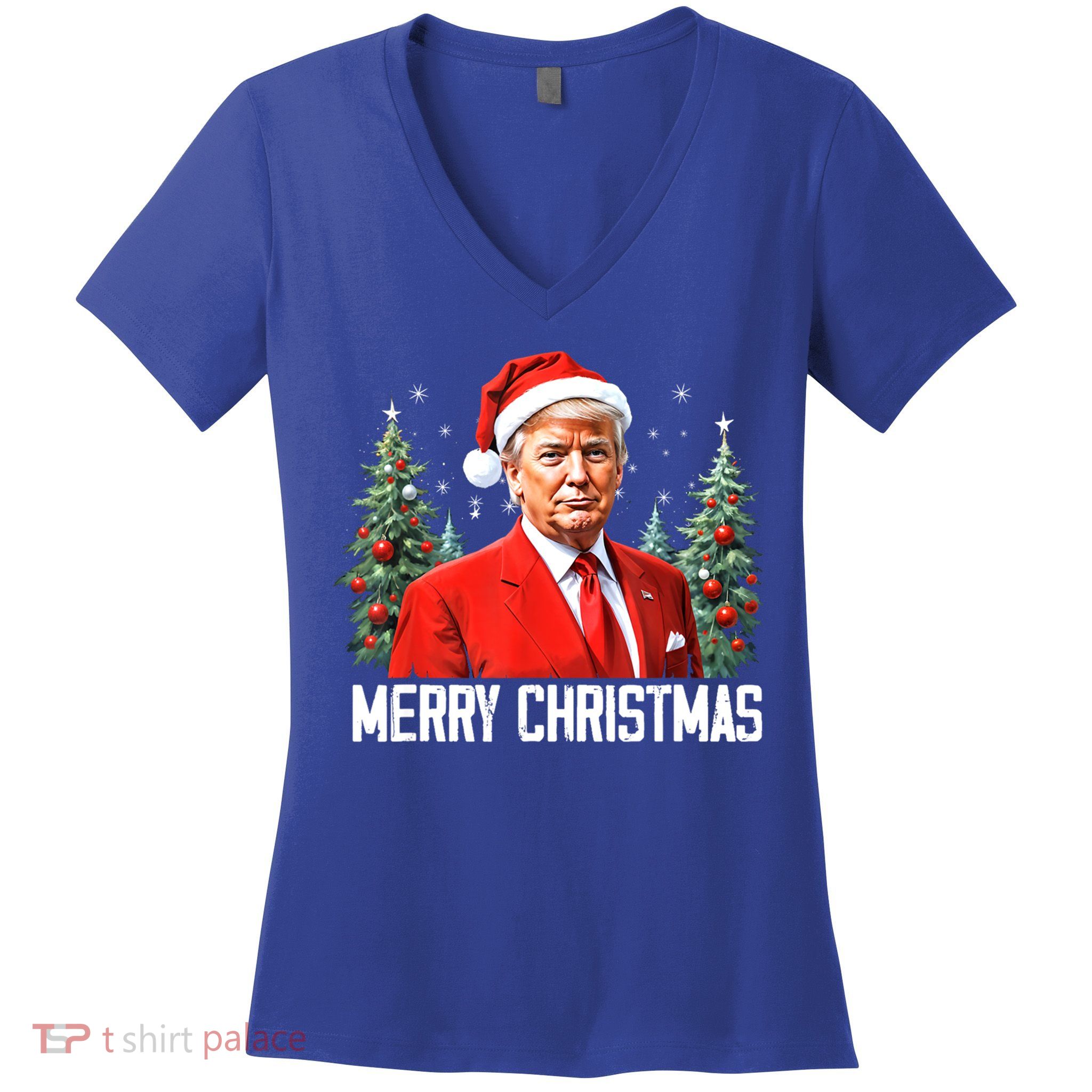 Merry Christmas Funny Santa Trump 2024 Xmas Gift Women's V-Neck T-Shirt