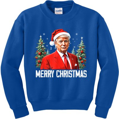 Merry Christmas Funny Santa Trump 2024 Xmas Gift Kids Sweatshirt