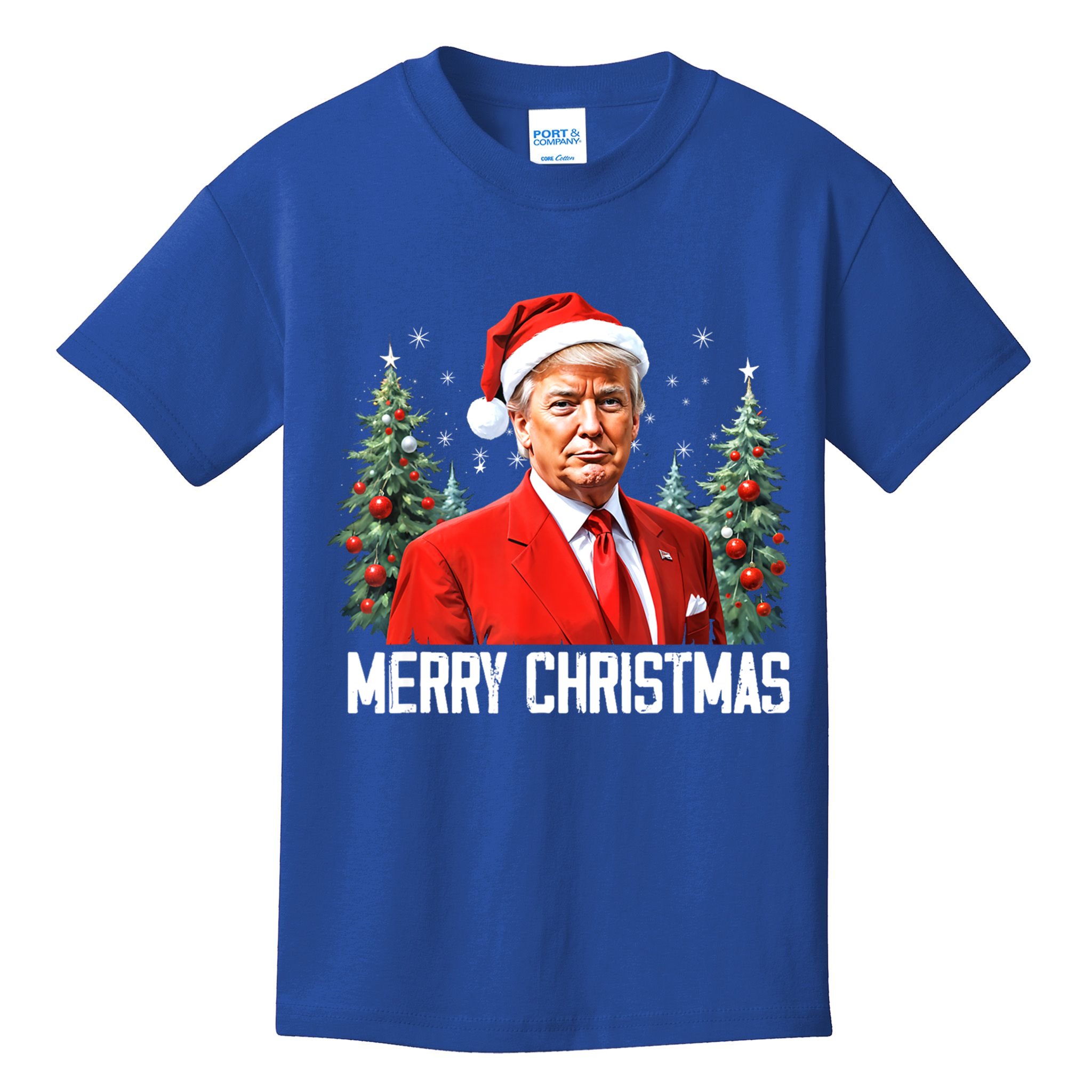 Merry Christmas Funny Santa Trump 2024 Xmas Gift Kids T-Shirt