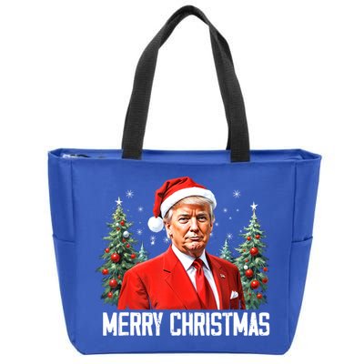 Merry Christmas Funny Santa Trump 2024 Xmas Gift Zip Tote Bag