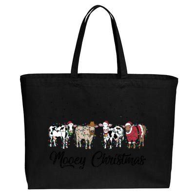 Mooey Christmas Funny Cow Holiday Xmas Holiday Cotton Canvas Jumbo Tote