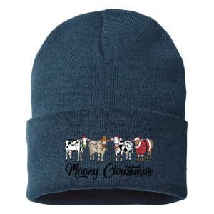 Mooey Christmas Funny Cow Holiday Xmas Holiday Sustainable Knit Beanie