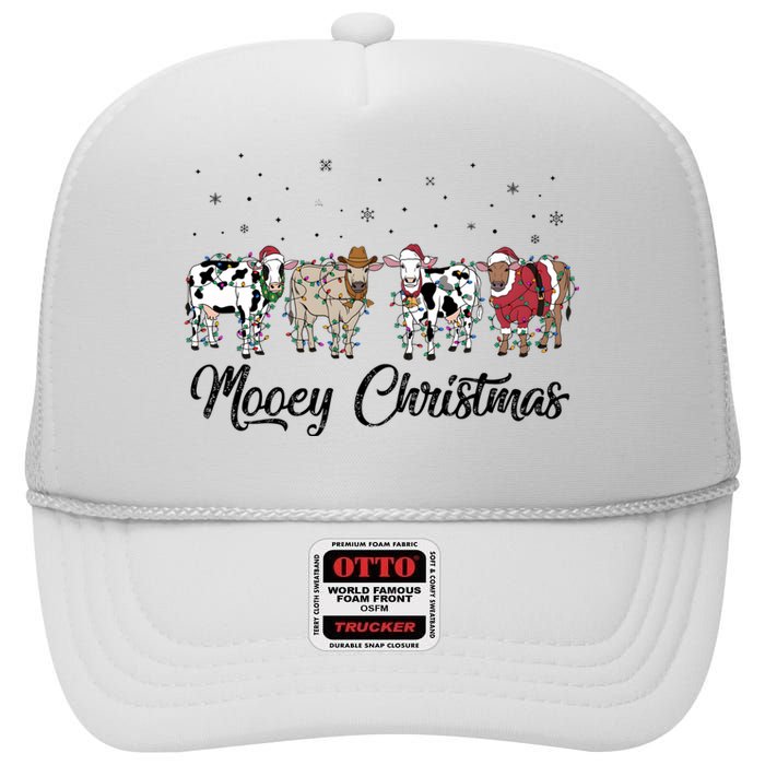 Mooey Christmas Funny Cow Holiday Xmas Holiday High Crown Mesh Back Trucker Hat